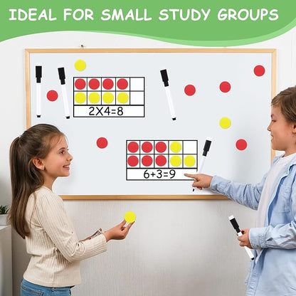 Ireer 12 Sets Magnetic Ten Frame Set, Math Counters Bulk for Classroom Early Math Manipulatives Kit for Home, Kindergarten and Elementary Teachers