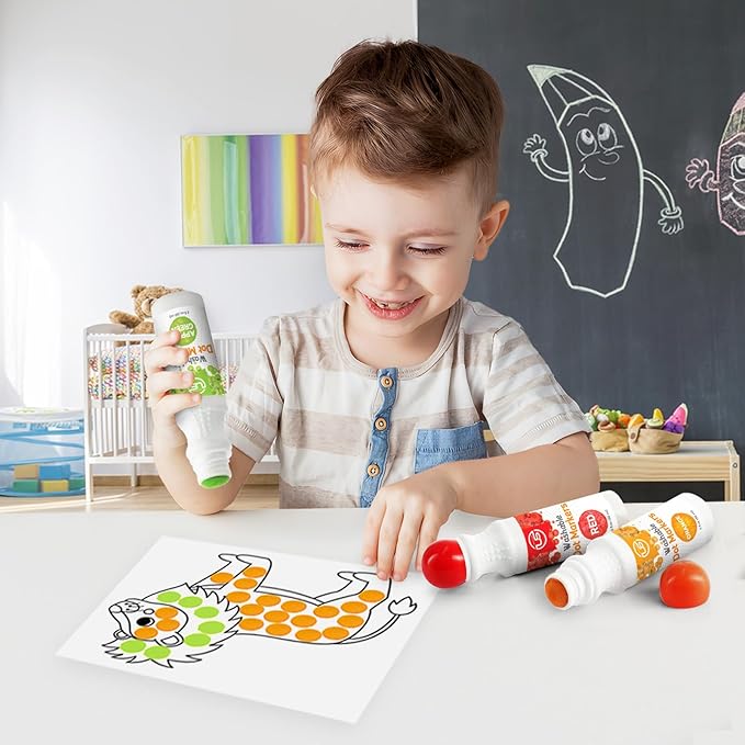 Ultimate Stationery Dot Markers for Toddlers and Kids,6 Color Bingo Daubers, Dot Art Washable Paint for Kids, Bingo Markers, Toddler Arts and Crafts, Kindergarten Classroom Must Haves