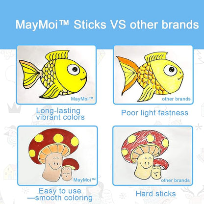Washable Tempera Paint Sticks | Non-Toxic, Quick Drying & No Mess Paint Sticks for Kids, Best Art Birthday Gifts for Kids (12 Colors)
