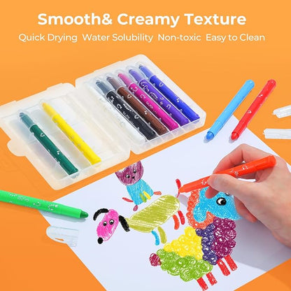 M&G 12 Colors Tempera Paint Sticks,Solid Tempera Paints, Washable Paint, Quick-Drying, No Mess for Kids and Toddlers,Art Gifts for Your Kids and Artists