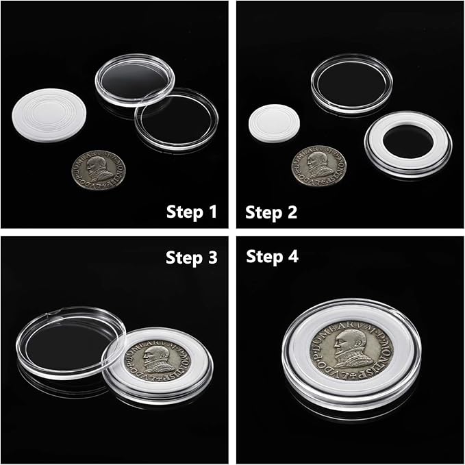 MUODR 46mm Coin Holders for Collectors, Coin Storage Case with Lock,100 Pieces Coin Capsule and 11 Size Gasket, Coin Collection Supplies For Dime,Cent,Nickel,Quarter,Silver Dollar,Half Dollar