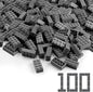 Feleph 100pcs 2x4 Bricks Dark Gray Pieces Grey Classic Building Blocks Creative Play Set Toy Accessories Compatible with Major Brick Brands