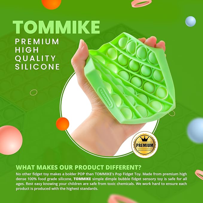 TOMMIKE Hexagon Push Pop Fidget Toy Bubble Sensory for Anxiety & Stress Relief Special Needs Autism Learning Office School Game Crafts Kids Adults (3-Pack)