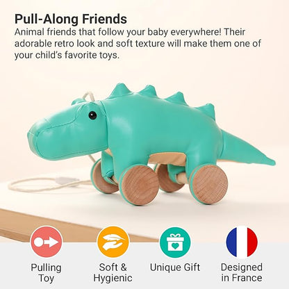 Little Big Friends Crocodile Pull Toy for Toddlers | Baby Push & Pull Toy with Adjustable Cord | Soft & Safe Developmental Play | Achille The Crocodile