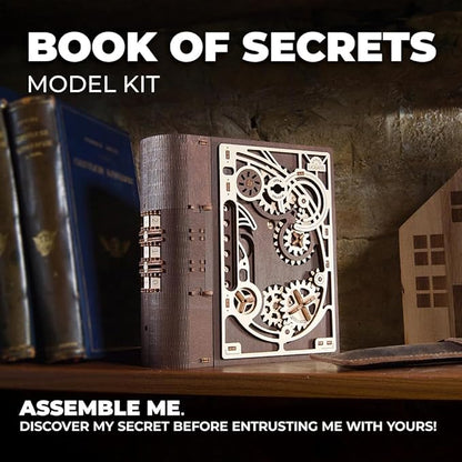 UGEARS Book of Secrets 3D Wooden Puzzles for Adults - Mechanical 3D Puzzle Model Kit - Brain Teaser Puzzles for Adults, DIY Adult Craft Model Building Kits, Wood Puzzle Box, Gift Hobby Set