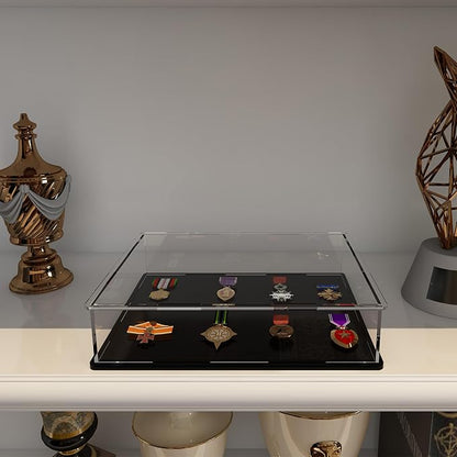 Clear Display Case for Book, Acrylic Box Protector for Stamps, Coins, Cards, Photos, Album, Jewellery, Books and Collectibles 10.6 (L) × 8 (W) × 2.4 (H) inch