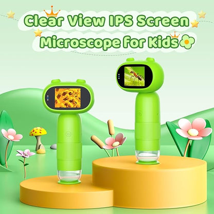 Pocket Microscope for Kids with 2inch IPS Screen, Leipan 16MP Digital Microscope 1000X, 1080P Mini Microscope with 8 LEDs, Compatible with PC, Includes 8GB Card