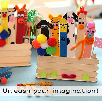WISYOK 60 Pcs Wood Craft Sticks 5.9 Inch, Ice Cream Sticks, Wooden Jumbo Sticks, Popsicle Sticks, Ideal for Building Model, Kids Handicraft, and Creating Craft Projects
