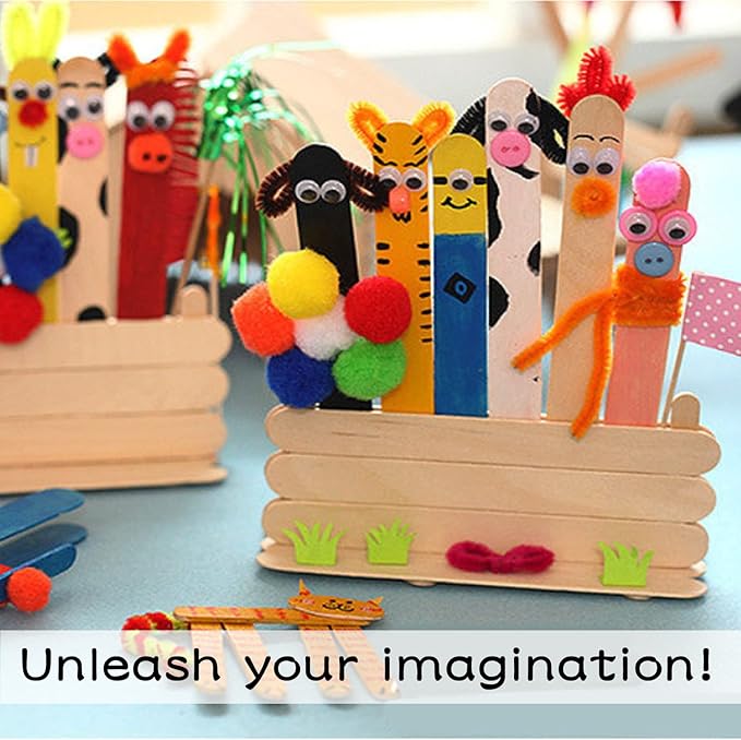 WISYOK 180 Pcs Wood Craft Sticks 5.9 Inch, Ice Cream Sticks, Jumbo Sticks, Popsicle Sticks, Ideal for Building Model, Kids Handicraft, and Creating Craft Projects