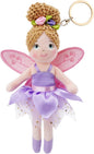 June Garden 7" Enchanted Garden Fairy Doll Lila - Plush Soft Keychain - Bag Charm Gift for Girls - Purple