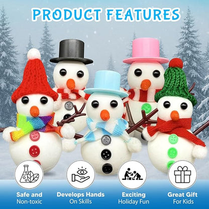 COOLJOY 12 Pack Build a Snowman Kit DIY Snowman Crafts,Air Dry Clay Modeling Crafts Kit,Christmas Stocking Stuffers for Kids,Christmas Gifts for Kids, Snowman Making Kit Toys
