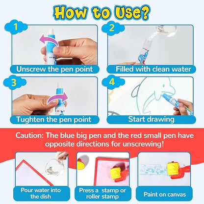 Water Doodle Mat 40 x 32 Inch Painting Doodle Toddler Toys, Water Drawing Mat, Large Magic Drawing Doodling Mat Educational Toys for Kids Age 3 4 5 6 7 Toddler Boys Girls Christmas Birthday Gifts