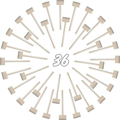 36 Pieces Mini Wooden Hammers Gavel Toy for Kids, Natural Wood Crab Lobster Seafood Mallets