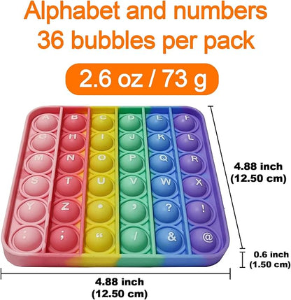 Alphabet Pop Fidget Toy Letters ABC Numbers Learning and Educational Toys Square Sensory Toys Popper Games Stress Relief Gifts for Kids Macaron 2 Packs Single Side(Uppercase and Lowercase Letters)