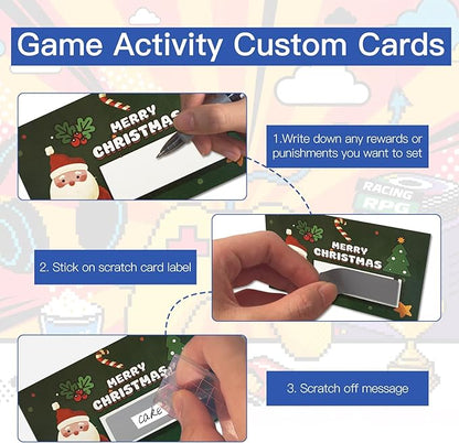 50 Pack Scratch Off Cards, DIY Custom Christmas Scratch Off Stickers, Your Own Game Tickets for Prizes Gift Scratch Cards for Small Business Holiday Birthday Party Favors Games Supplies (Green)