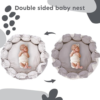 5-in-1 Thick & Plush Baby Play Gym, Baby Play Mats for Floor, Tummy Time Mat with 6 Toys, Cat Bed, Dog Bed, Convertible Stage-Based Developmental from Baby to Toddler, Ball Pit, Pet Cushion Cloudico