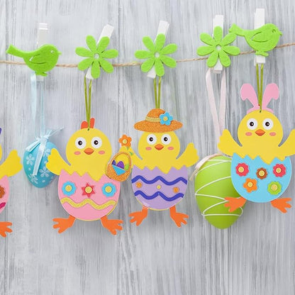 Fennoral 12 Pack Easter Craft for Kids - Make Your Own Easter Chick Foam Stickers Ornament DIY Arts and Crafts for Preschool Art Project Decoration