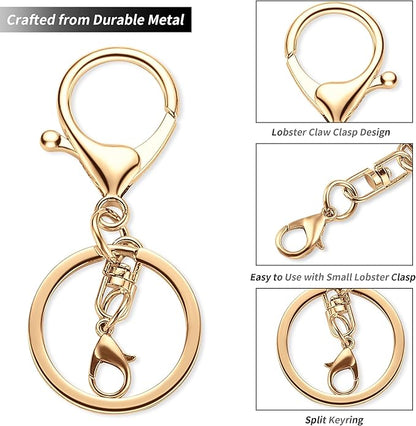 10 Pack a Set Metal Lobster Claw Clasps and Key Rings, Key Chain Accessories, Keychain Making kit for Keys, Art Crafts, Jewelry Making, Light Gold - Gunmetal