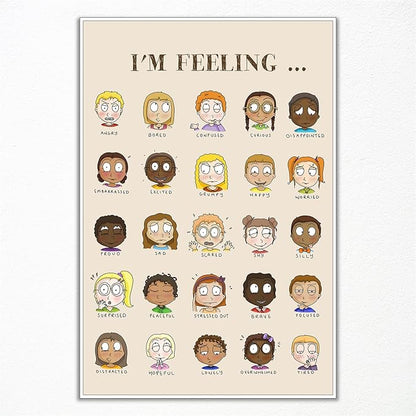 Feelings Chart Poster, Calming Corner Poster, Preschool Classroom Must Haves for Kids, Mental Health Posters, Emotions Posters for Classroom Wall, Therapist Office Wall Art 24x36in Unframed