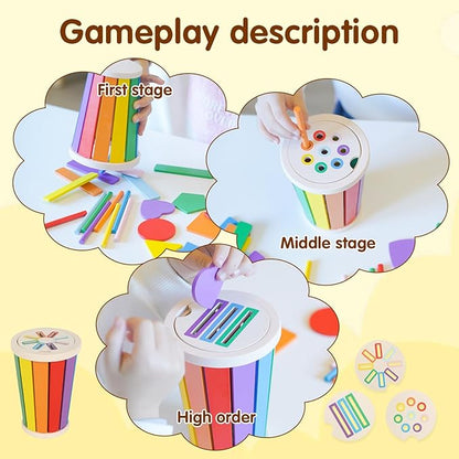 nunukuids Montessori Toys for 1+ Wooden Color Sorting Toys for Toddlers 1-3 Year Old Toddlers Fine Motor Skills Development Color Sorting Fun
