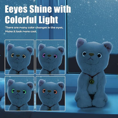 Plush Stuffed Animal Interactive Cat, LED Robotic Barking Meow Kitten Touch Control, Electronic Cat Pet, Robot Kitty Toys, Animated Toy Cats for Girls Baby Kids