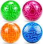 Hymaz 4 Pack 3D Puzzle Maze Ball, Magic Brain Teaser Puzzles Maze Game for Adults & Kids, Memory Sequential Gravity Cube Balls Educational Toys Family Play- Easy & Medium & Hard Challenges