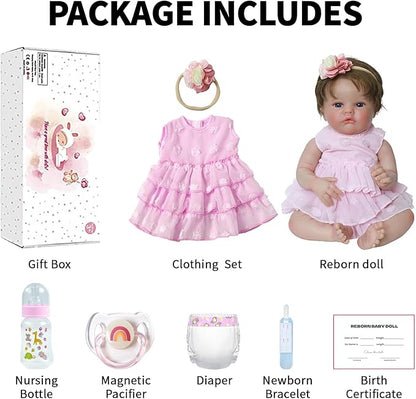 SCOM Lifelike Reborn Baby Dolls - 20 Inch Realistic-Newborn Baby Doll Girl Real Life Baby Dolls with Soft Weighted Body, Poseable Real Baby Reborn Gift Toy for 3+ Years Old Kids