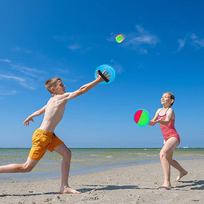Ayeboovi Toss and Catch Paddle Ball Game Outdoor Beach Pool Sand Toys Outside Lawn Yard Games for 3 4 5 6 7 8 9 10 11 12 Year Olds Girls Boys Toys Birthday Gift (2 Paddles 2 Balls)