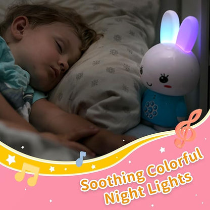 alilo Honey Bunny Kids Music Story Audio Player for Toddlers 1-5, Baby Boy Girl Easter Gifts, Pre-Loaded 16 Stories/48 Nursery Rhymes/12 Soothing Music, with Nightlight, Voice Recording