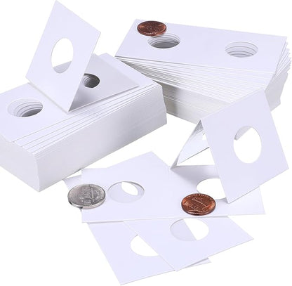 Hicarer 300 Pieces Cardboard Coin Holder Flip Mega Assortment, 2 by 2 Inch for Coin Collection Supplies (20.5 mm for Penny/Dime Size)