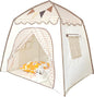 Toddler Bed Tent, Kids Play Tent with Flags, Star String, Portable Bed Canopy for Boys & Girls, Children, Indoor Outdoor Dome Playhouse, Khaki Plaid, 51" x 39" x 51"