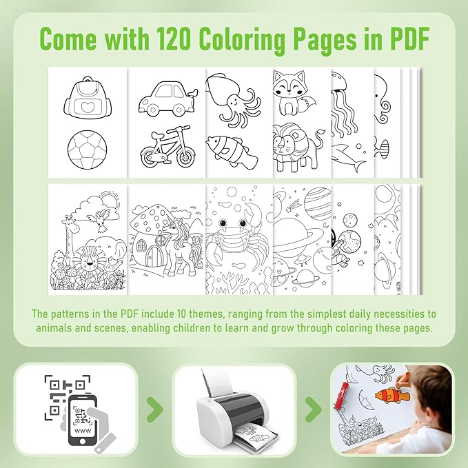 Paint Sticks for Kids 36 Colors, Quick Drying, Smooth, Non-Toxic and Washable Solid Tempera Paint Sticks with 120 PDF Coloring Pages and 30 Stickers, Toddler Art Supplies for Drawing