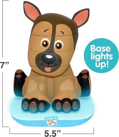Stack-a-Roos Shepherd Puppy by Salus Brands - Animal Stacking Toy, Educational Early Learning Toy for Infants Babies Toddlers, Age 12+ Months - Great Baby Gifts, STEM Toy