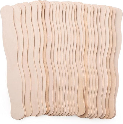 8" Jumbo Wood Wavy Popsicle Sticks,50 Pcs Fan Sticks,Fan Handles,Extra Large Natural Wood Craft Sticks,Jumbo Sticks for Wedding Programs,Waxing,Craft Project,DIY Classroom Crafts,Woodcraft