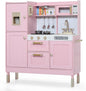 Play Kitchen for Kids, Wooden Kids Kitchen Playset with Realistic Sounds, Children Pretend Toy Kitchen Playset w/Stove, Oven & Ice Maker, Little Chef Play Kitchen for Girls and Boys, Pink
