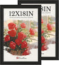 12x18 Poster Frame 2 Pack, Textured Black Solid Wood Picture Frame, Wall Hanging