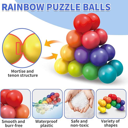 Autism Sensory Toys for Autistic Children, 6 Pack Fidget Toys for Kids Adults, Autistic ADHD Rainbow Ball Stress Toy, Stocking Stuffers Airplane Car Travel Essentials Calm Down Toddler Activities Toy