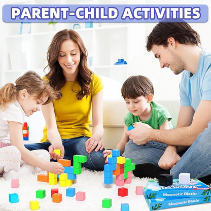 Magnetic Blocks, Magnet Building Toys for Toddlers, Preschool Sensory Autism STEM Toys for 3+ Year Old Boys & Girls, Magnetic Cubes as for Kids Ages 3-5 4-8