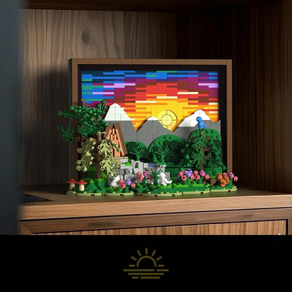 Ideas Sunset Wooden House Building Sets - 3D Puzzle Building Set for Adults, Ages 15+ - Beautifully Detailed Home Art Decor - Unique Gift Idea for Art Fans (1101PCS)