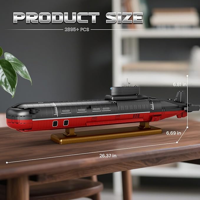 Reobrix Nuclear Submarine Building Sets for Adults, Typhoon-Class Nuclear Submarine Model Kit, History Collectible Decor, Military Toy Gift for Men