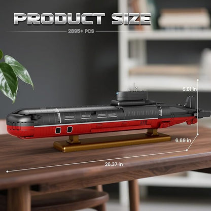 Reobrix Nuclear Submarine Building Sets for Adults, Typhoon-Class Nuclear Submarine Model Kit, History Collectible Decor, Military Toy Gift for Men