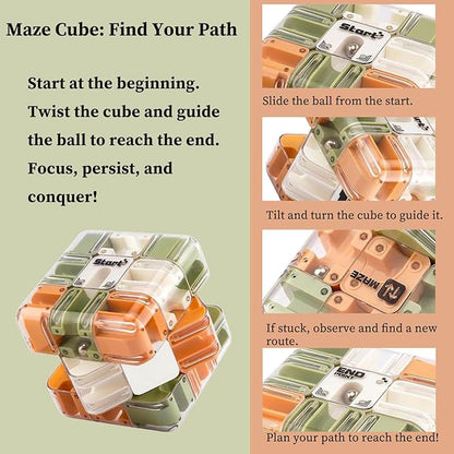 Large Labyrinth 3D Maze Cube – Interactive Puzzle Cube with Rolling Maze Ball, Stress Relief & Logic Development Game for Adults and Teens