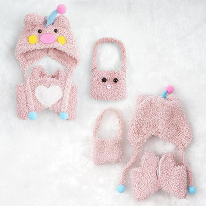 17cm Doll Clothes Set-Adorable Outfits for Dolls-Stylish Accessaries Clothes Dress-Up-Replaceable Clothing Collections, Includes Hat, Top, Skirt(Pink-Style C)