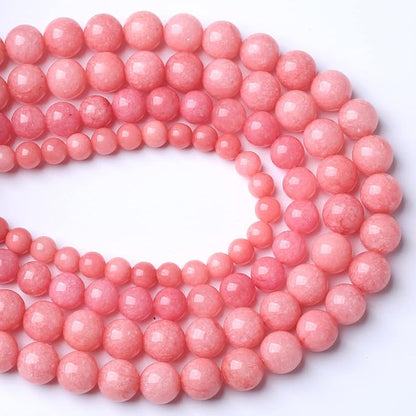 8MM 45PCS Natural Stone Pink Jade Beads Rhodochrosite Chalcedony Beads for Jewelry Making DIY Bracelet 1 Strand