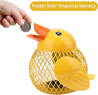 5 inches Coin Jar Duck Piggy Bank, Saving Box Metal Money Organizer,Kid's Coin Bank Hand Made,Anti-Rust Coin Piggy Bank for Kids and Adults,Money Container for Girl and Boy