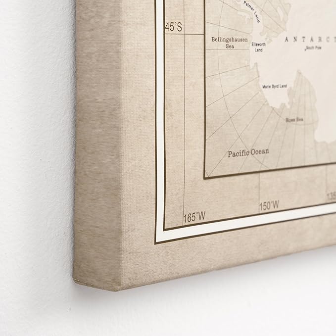 Canvas World Map with Cork Pin Board - English Lettering - Decorative Wall Decoration for All Rooms - Canvas Pictures with World Map Motif (70x50 cm, Pattern 2)