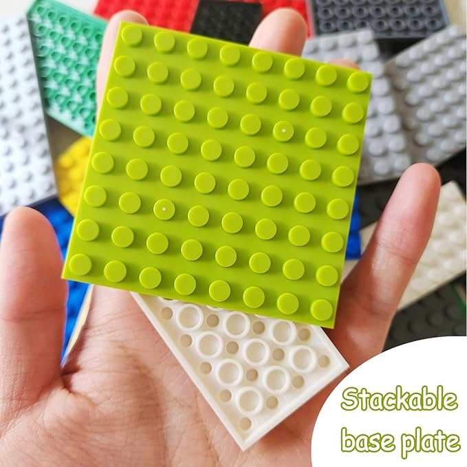 130 Pieces Classic Building Plate, 3 Color with 11 Size Building Plate Base Plate, Compatible with Lego Parts and Pieces, for Most Brands (White, Yellow, Orange)