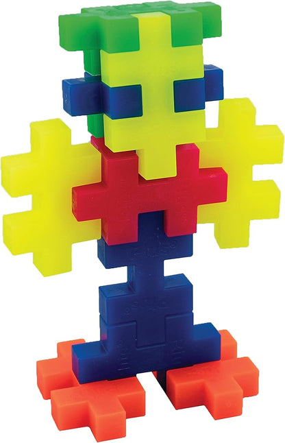 PLUS PLUS - Big – Open Play Tube – 15 Piece Neon Color Mix – Construction Building STEM – Interlocking Large Puzzle Blocks for Toddlers and Preschool