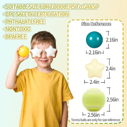 Ball Pit Balls Plastic Stars for Ball Pit BPA Free Plastic Balls Crush and Smash Proof Balls 100pcs 2.2" Set for Toddlers for Play Tent Tunnel (Green+Yellow)
