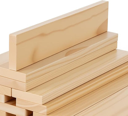 Large Open Ended Wooden Building Blocks for Kids 44 lb, 19.7″ Giant Natural Pine Rectangular Wood Building Toys 32pcs，XXL STEM Construction Toys for Toddlers, Birthday Gift for Kids Ages 4-12 (Large)